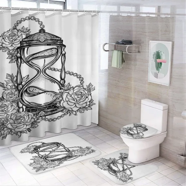 Sketch Style Hourglass on a shower curtain