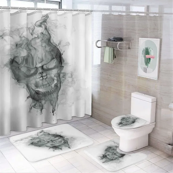 Smoky Skull Grungy Art on a shower curtain