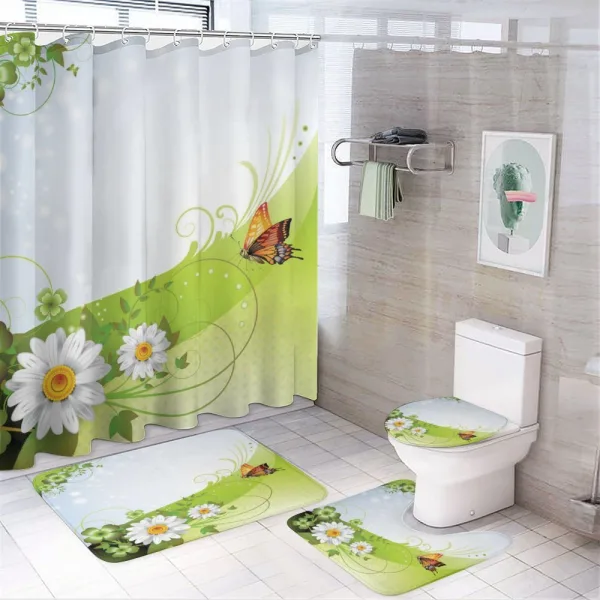 Springtime Butterfly Daisy on a shower curtain