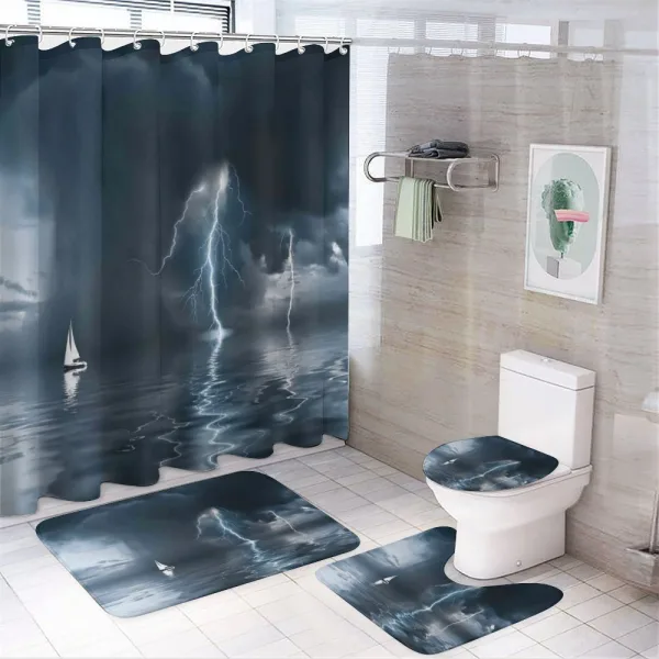 Yacht at the Ocean on a shower curtain