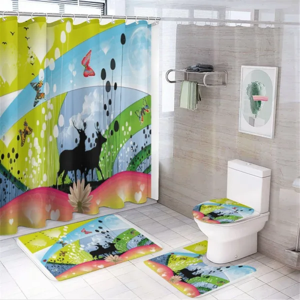 2 Reindeer in Spring on a shower curtain