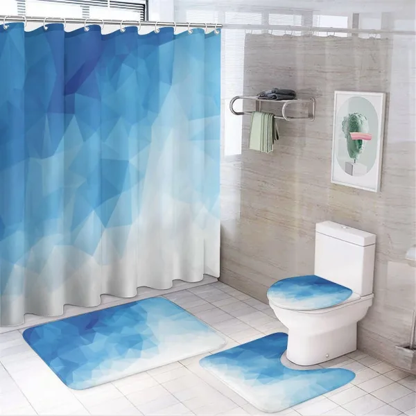 Abstract Polygonal Ombre Art on a shower curtain