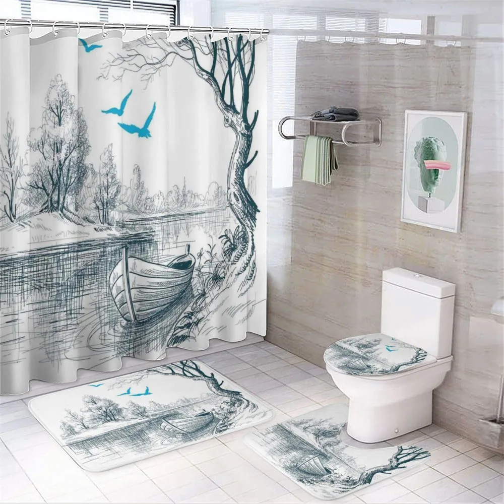 Boat on River Drawing — Your design