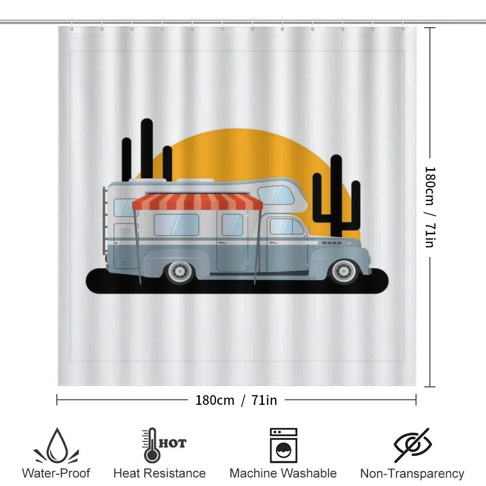 Cartoon Camper Trailer Sunset — Detail 2
