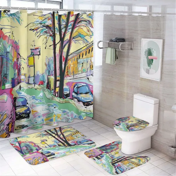 Contemporary Urban View on a shower curtain