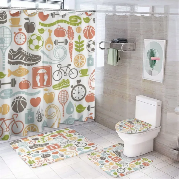 Fitness Sport Healthy on a shower curtain
