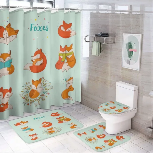 Fun Characters Kids Comic on a shower curtain