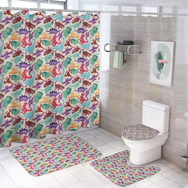 Funny Monsters Cartoon on a shower curtain