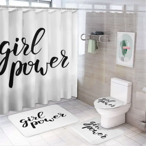 Girl Power Feminist Text on a shower curtain
