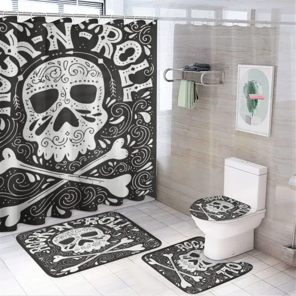 Gothic Ornate Skull on a shower curtain