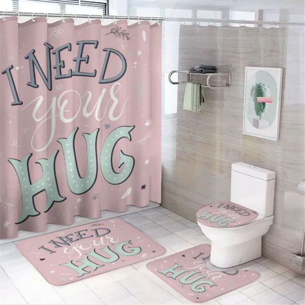 I Need Your Hug in Pastel Tone on a shower curtain