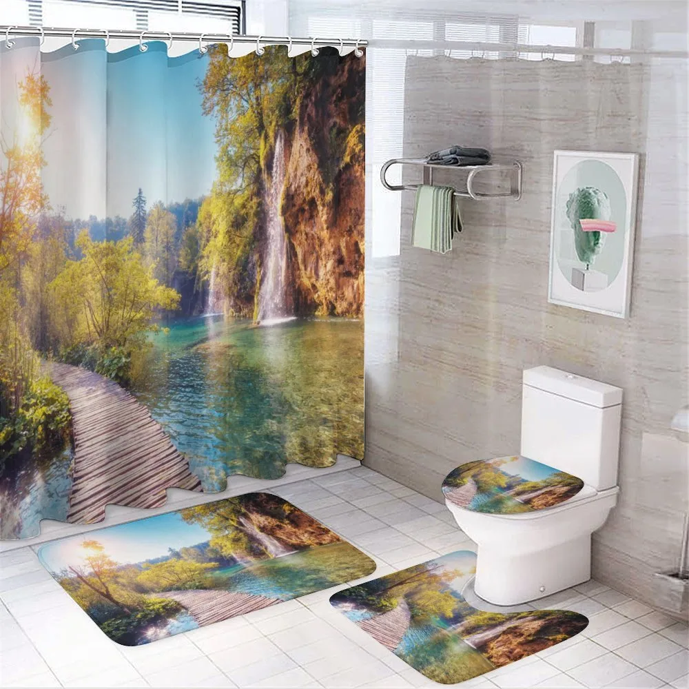 Idyllic Lake Waterfall — Your design