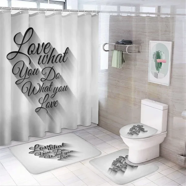 Manuscript Lettering on a shower curtain