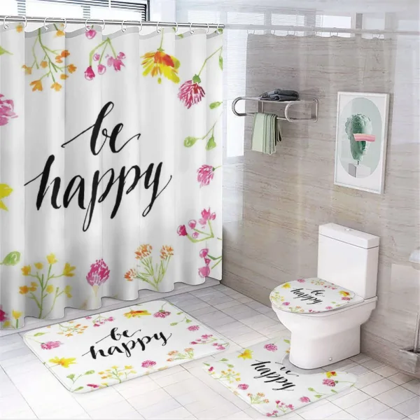 Positive Vibes Be Happy on a shower curtain