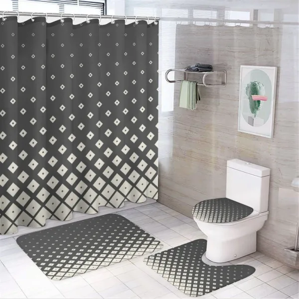 Rhombus Shapes Design on a shower curtain
