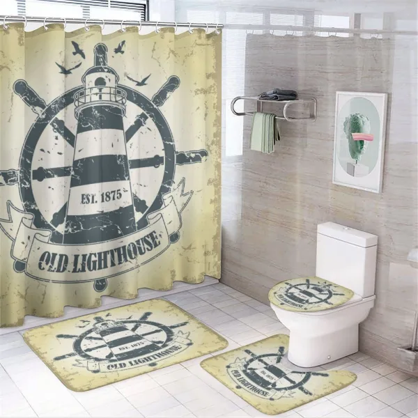 Ship Helm Wheel Retro on a shower curtain