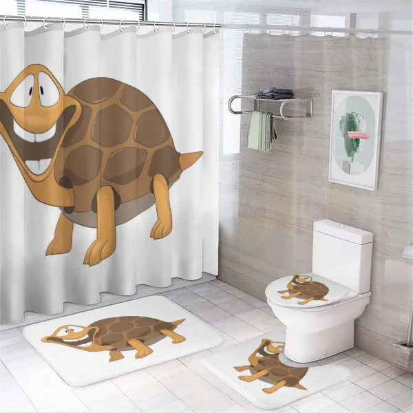Single Happy Turtle Design on a shower curtain