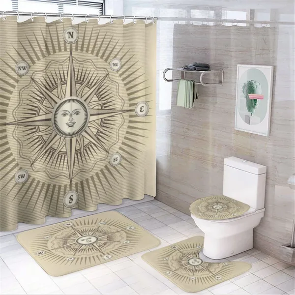 Vintage Windrose on a shower curtain