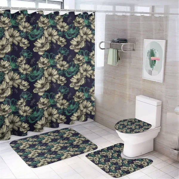 Blossoms Dragonflies on a shower curtain