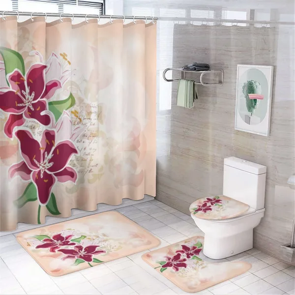 Botanical Pastel Tone Lilies on a shower curtain