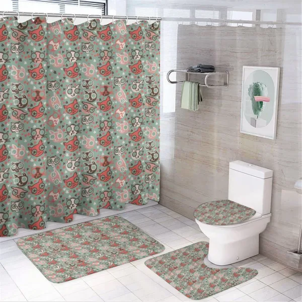 Cat Portraits Heart on a shower curtain