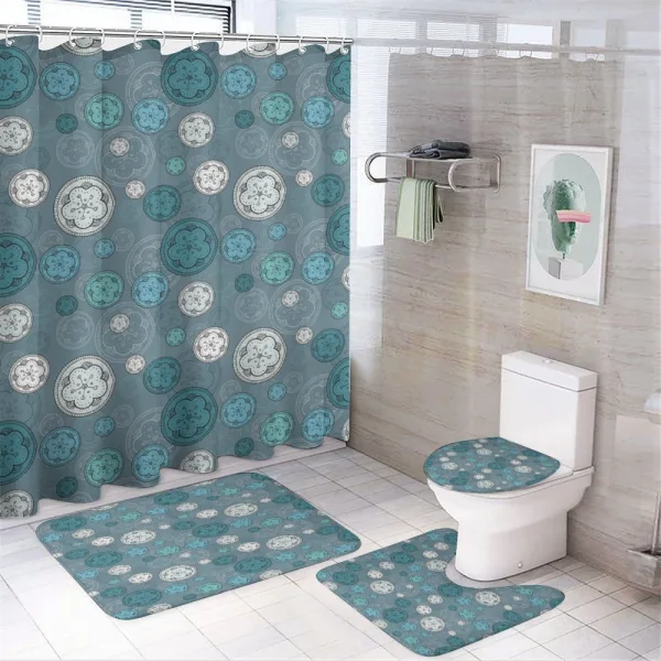 Circles Flowers Graphic on a shower curtain