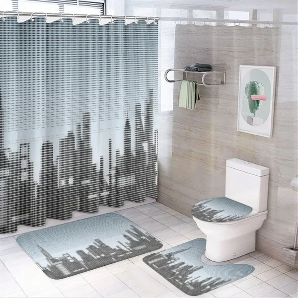 City Skyline Futuristic on a shower curtain