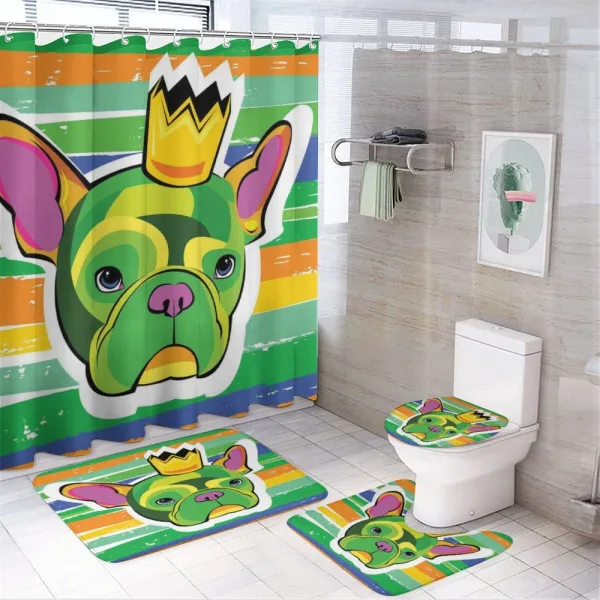 Crowned Dog Colorful on a shower curtain