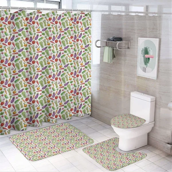 Detailed Food on a shower curtain