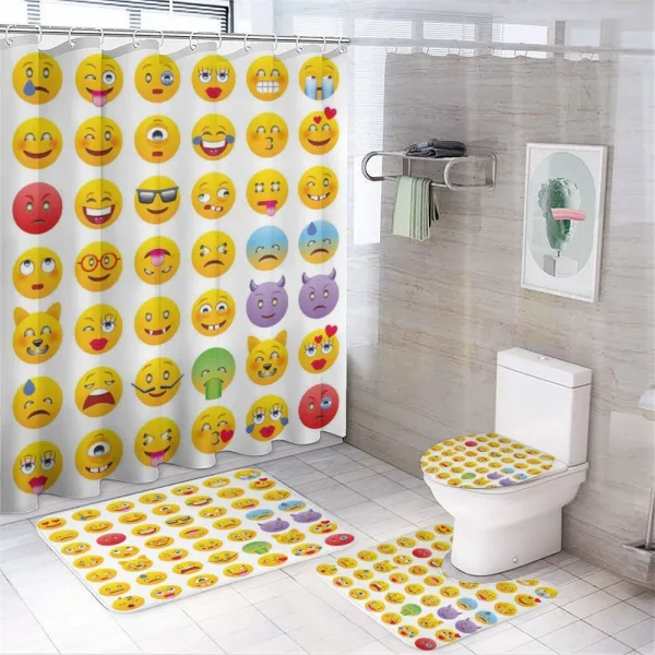 Faces of Mosters Happy on a shower curtain