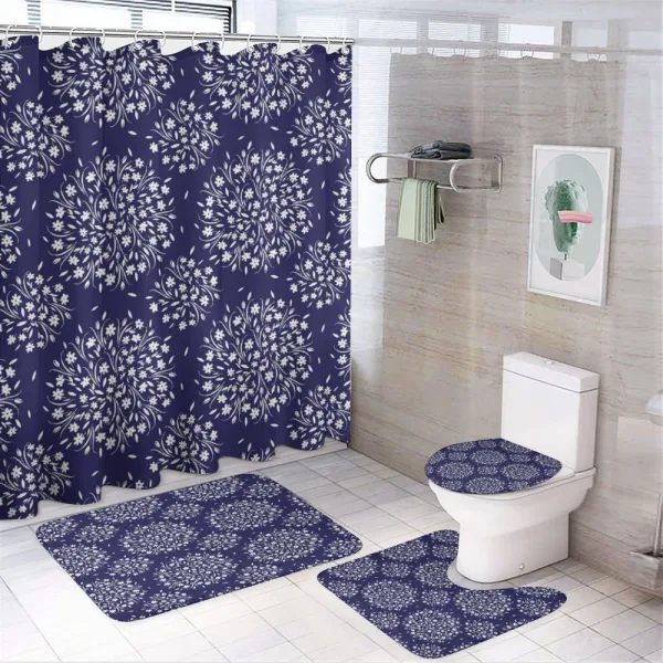 Floral Scroll on a shower curtain