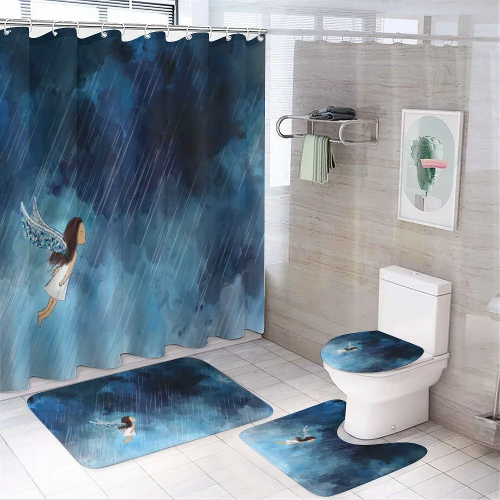 Flying Girl Rainy Sky — Your design