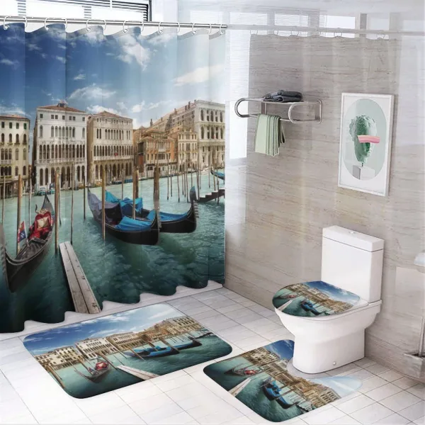 Gondolas Venetian Lagoon on a shower curtain