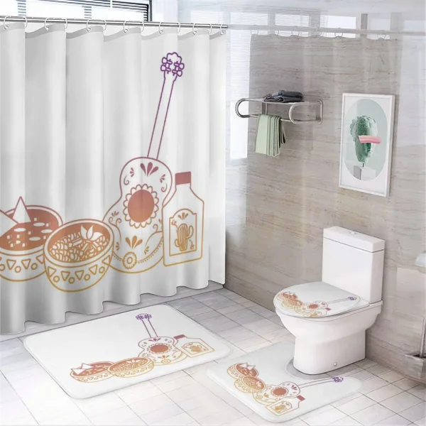 Mexican Soup Bottle Guitar on a shower curtain