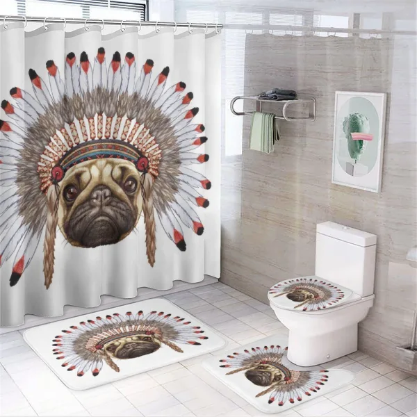 Native Style Bonnet Dog on a shower curtain