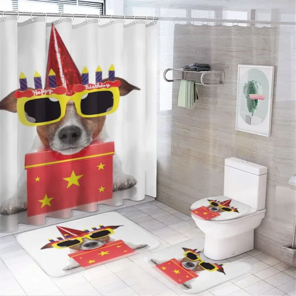 Party Dog Sunglasses on a shower curtain
