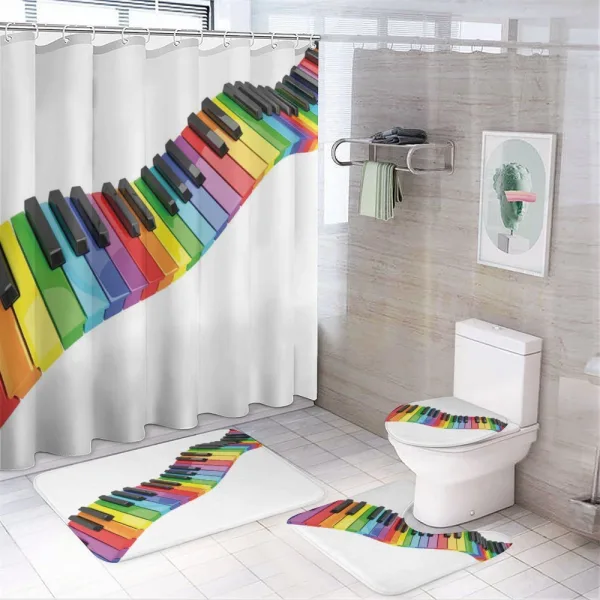 Vibrant Keyboard Arts on a shower curtain