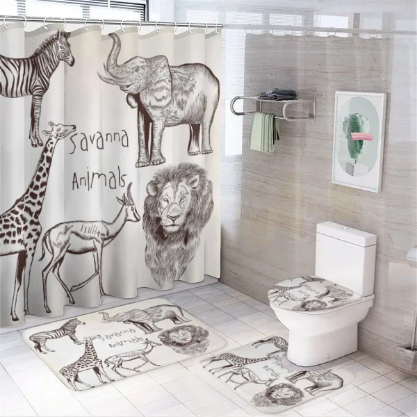 Wild Lion Zebras on a shower curtain