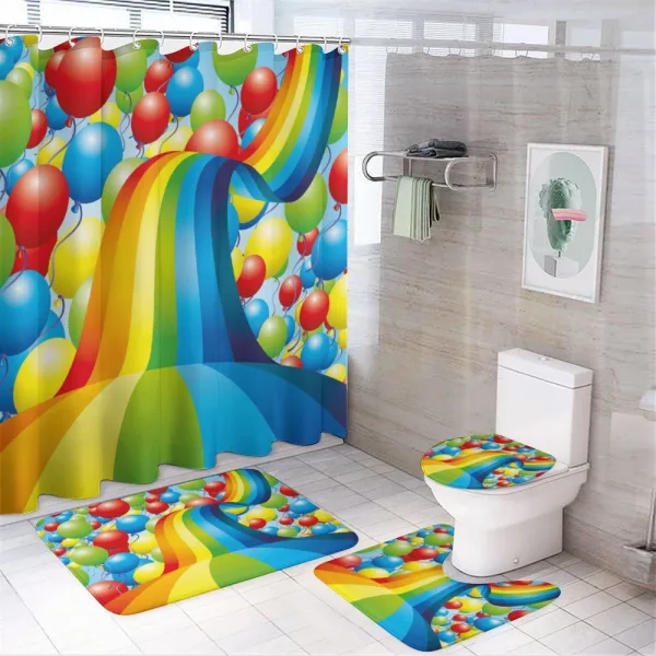 Balloons Ribbons Wavy on a shower curtain