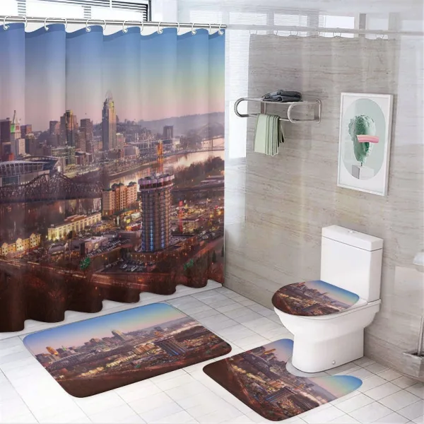 Center of the City Urban on a shower curtain