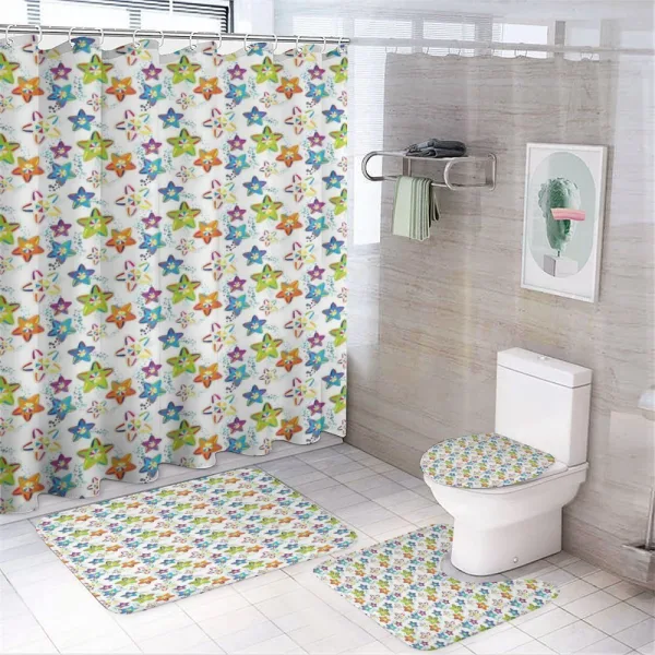 Colorful Celestial Shapes on a shower curtain