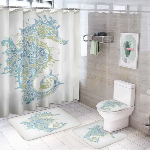 Greek Seahorse Mythological on a shower curtain