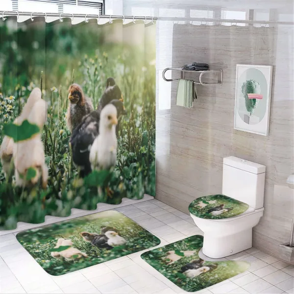 Little Chickens in Daisies on a shower curtain