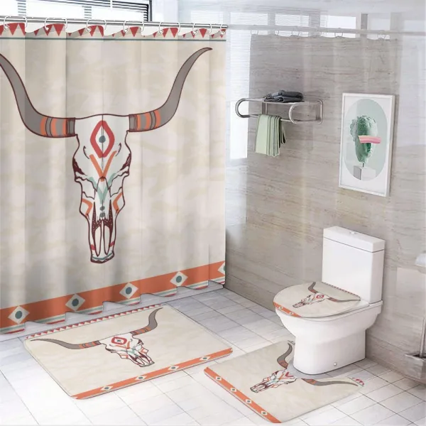 Ornate Bull Skull on a shower curtain
