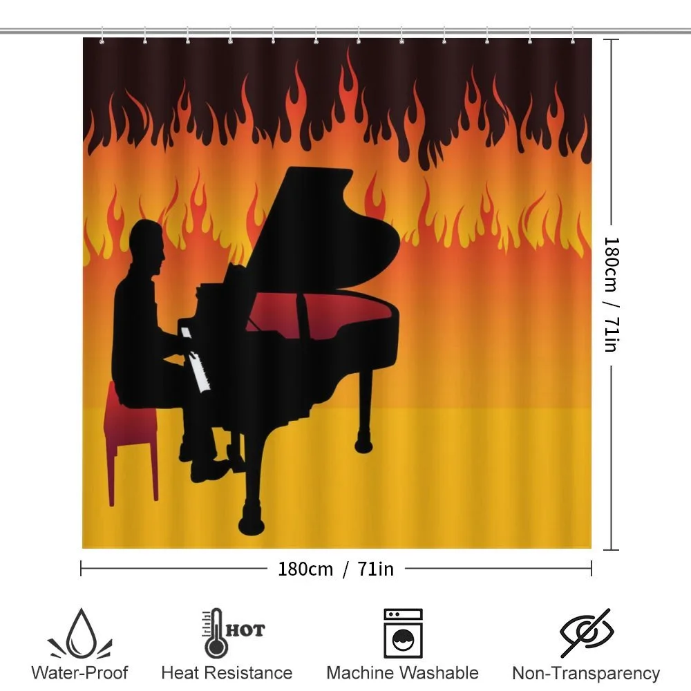 Pianist Man Playing on Flames — Detail 2