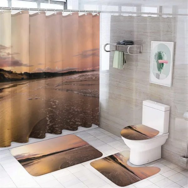Sunset at Beach on a shower curtain