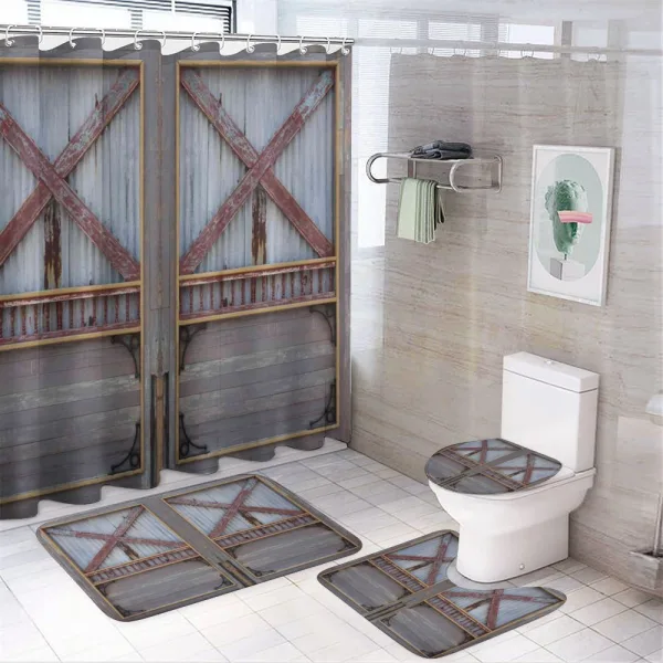 Wooden Window Plank on a shower curtain