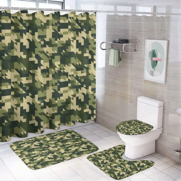Abstract Chevron Forest on a shower curtain