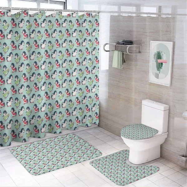 Arctic Animals Ice Skating on a shower curtain