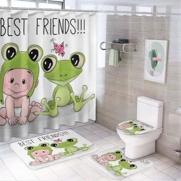 Baby Frog Love Friends on a shower curtain